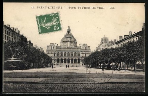 Cpa saint étienne - place, de